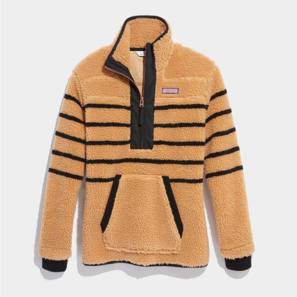 Vineyard Vines Sherpa Fleece Breton Stripe SuperShep Quarter Zip